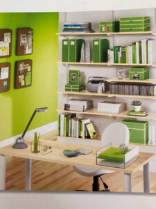 Home office?  Add a pop of color and get out of the pajamas!